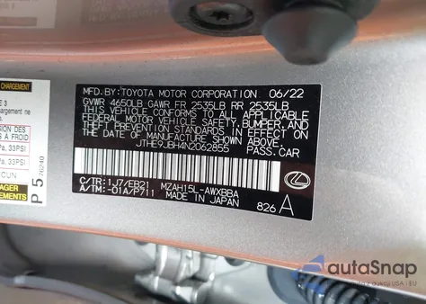 2022 Lexus Ux 250H F Sport z USA, uszkodzony, nr VIN JTHE9JBH4N2062855